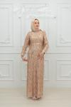 Ceyda Pul Payet Püskül Detay Kemerli Tesettür Kalem Abiye Gold Gold