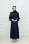 Lina Bel Bağlamalı Sade Tesettür Abiye Lacivert  Lacivert