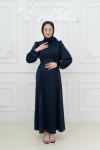Lina Bel Bağlamalı Sade Tesettür Abiye Lacivert  Lacivert