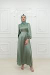 Lina Bel Bağlamalı Sade Tesettür Abiye Mint Yeşili Mint Yeşili