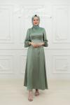 Lina Bel Bağlamalı Sade Tesettür Abiye Mint Yeşili Mint Yeşili