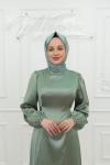 Lina Bel Bağlamalı Sade Tesettür Abiye Mint Yeşili Mint Yeşili