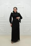 Jessa Fiyonk Detay Tül Boncuk Pul İşlemeli Kalem Tesettür Abiye Siyah Siyah