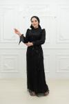 Jessa Fiyonk Detay Tül Boncuk Pul İşlemeli Kalem Tesettür Abiye Siyah Siyah
