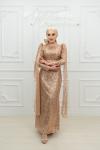 Didem Ful Taşlı Kol Pelerin Detay Kalem Tesettür Abiye Gold Gold