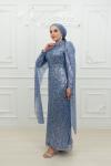 Didem Ful Taşlı Kol Pelerin Detay Kalem Tesettür Abiye Bebe Mavisi Bebe Mavisi