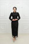 Selda Kol Tüy Detay Sim ve taş işleme Tül Tesettür Kalem Abiye Siyah Siyah