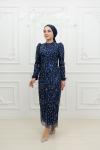 Selda Kol Tüy Detay Sim ve taş işleme Tül Tesettür Kalem Abiye Lacivert Lacivert