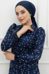 Selda Kol Tüy Detay Sim ve taş işleme Tül Tesettür Kalem Abiye Lacivert Lacivert