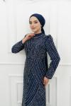 Lizbon Ful Taşlı Soho Kumaş Çan Model Tesettür Abiye Lacivert Lacivert