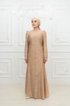 Lizbon Ful Taşlı Soho Kumaş Çan Model Tesettür Abiye Gold Gold