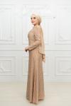 Lizbon Ful Taşlı Soho Kumaş Çan Model Tesettür Abiye Gold Gold