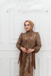 Bonita Kol Fiyonk Detay Pul İşlemeli Tül Kalem Tesettür Abiye Bakır Bakır