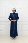 Sinem Ön çapraz Parçalı Taş Detay Krep Tesettür Abiye Lacivert Lacivert