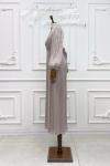 Ayça Balon Kol Bel Taşlı Işıltı Kumaş Kloş Tesettür Abiye Taş  Taş Rengi