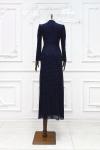 Jasmin Yan Taş Büzgü Detay Boru Payet Kalem Tesettür Abiye Lacivert Lacivert