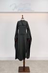 Hale Omuz Pelerinli Taşlı Saten Kumaş Kalem Tesettür Abiye Haki Haki