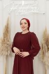 Lamia Gögüs Pilise Kuşak Aynalı Taşlı Kemer Şifon Abiye Bordo Bordo