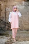 Linda Üçlü Süveter Takım Pembe Pembe