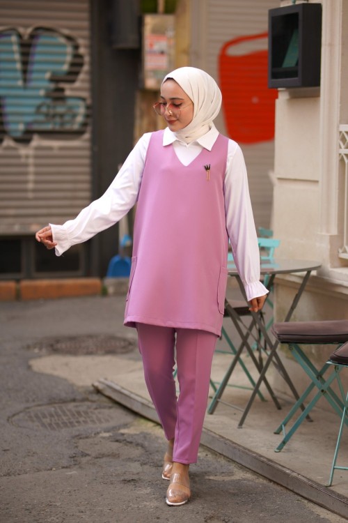 Linda Üçlü Süveter Takım Menekşe Menekşe