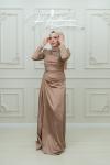 Fidan Drapeli Asetat Saten Kalem Abiye Gold Gold