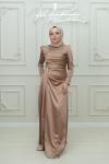 Fidan Drapeli Asetat Saten Kalem Abiye Gold Gold