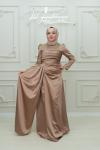 Fidan Drapeli Asetat Saten Kalem Abiye Gold Gold