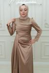 Fidan Drapeli Asetat Saten Kalem Abiye Gold Gold
